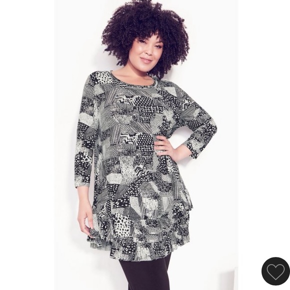 Zim and Zoe Imogen Frill Print Tunic - mono - Picture 1 of 3